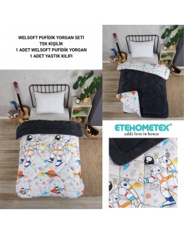 ETE HOMETEX TEK KİŞİLİK LÜX WELSOFT YORGAN ASTRONOT ANTRASİT 155X215CM 8696474231858